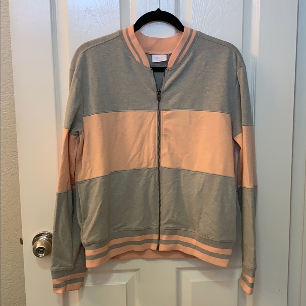 ABOUND Peach & Gray Zipper Sweater